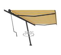 Vidaxl Auvent Automatique Sur Pied 500x350 Cm Jaune/Blanc Jaune
