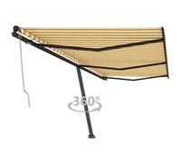 Vidaxl Auvent Automatique Sur Pied 600x350 Cm Jaune/Blanc Jaune