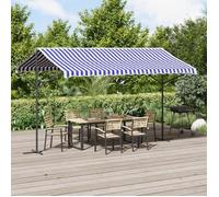 vidaXL Auvent autoportant bleu et blanc 400x300 cm tissu et acier