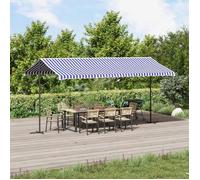 vidaXL Auvent autoportant 500x300 cm bleu et blanc tissu et acier