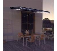 vidaXL Auvent avec Capteur de Vent et LED Auvent de Terrasse Store de Balcon Auvent d'Extérieur Ombrage des Fenêtres 500x300 cm Bleu et Blanc G