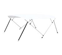 vidaXL Auvent Bimini à 4 Arceaux Auvent de Bateau Couverture de Bateau Abri de Bateau Résistant aux UV Extérieur Blanc 243x(230-244) x137 cm