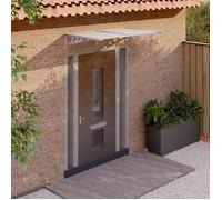 vidaXL Auvent de Porte, Auvent Marquise d'Entrée Résistante aux Intempéries, Auvent de Porche, Abri Protection Contre la Pluie, Gris et Transparent 152, 5x90 cm Polycarbonate
