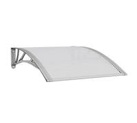 vidaXL Auvent de Porte, Marquise Solaire avec Support, Abri Protection Contre Pluie, Banne Entrée Porte Patio, 100x75 cm Gris et Transparent Polycarbonate