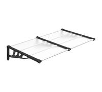 vidaXL Auvent de Porte, Auvent Marquise d'Entrée Résistante aux Intempéries, Auvent de Porche, Abri Protection Contre la Pluie, Noir et Transparent 152, 5x90 cm Polycarbonate