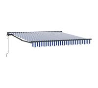 vidaXL Auvent Électrique Bleu et Blanc en Polyester 300 x 250 cm, résistant aux UV, rétractable, imperméable, avec Angle réglable, Cadre en métal Aluminium, Montage Mural, mécanisme Manuel, Parfait p