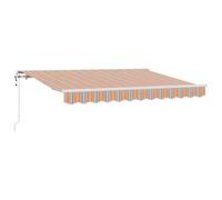 vidaXL Auvent électrique rétractable Bleu et Orange 2,5 x 2 m. Cadre en alu revêtu de Poudre, résistant aux UV et à l'eau. Montage Mural. Solution d'ombrage pour l'extérieur. Pare-Soleil avec accoudo