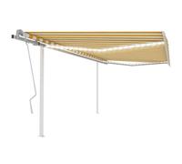 Vidaxl Auvent Manuel R¿¿Tractable Avec Led 4,5x3 M Jaune Et Blanc Jaune