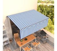 Vidaxl Auvent Manuel Rã©Tractable Avec Store 4,5x3 M Bleu Et Blanc