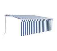 Vidaxl Auvent Manuel Rã©Tractable Avec Store 4,5x3 M Bleu Et Blanc