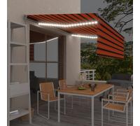 Vidaxl Auvent Manuel Rã©Tractable Avec Store Led 4x3 M Orange Et Marron