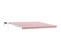 vidaXL Auvent Manuel Rétactable avec LED, Rayures Rouges et Blanches, 400 x 300 cm, Résistant aux UV, Imperméable, Idéal pour Ombre Extérieure, Balcon, Patio ou Jardin