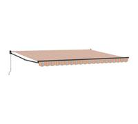 vidaXL Auvent Manuel Rétractable 450X300 cm Rayé Orange Et Gris Ombre de Patio Installation Facile Étanche Anti-UV Anti-Décoloration Auvent Jardin Parasol Extérieur sur Balcon Imperméable