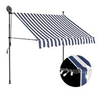 Vidaxl Auvent Manuel Rétractable Avec Led 150 Cm Bleu Et Blanc