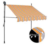 vidaXL Auvent manuel rétractable avec LED – 150 cm – Jaune et bleu