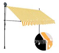 Vidaxl Auvent Manuel Rétractable Avec Led 300 Cm Blanc Et Orange