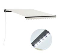 Vidaxl Auvent Manuel Rétractable Avec Led 300x250 Cm Crème
