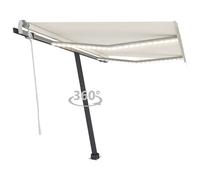 Vidaxl Auvent Manuel Rétractable Avec Led 300x250 Cm Crème