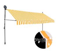 Vidaxl Auvent Manuel Rétractable Avec Led 350 Cm Blanc Et Orange