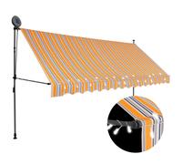Vidaxl Auvent Manuel Rétractable Avec Led 350 Cm Jaune Et Bleu