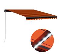 Vidaxl Auvent Manuel Rétractable Avec Led 350x250 Cm Orange Et Marron Orange