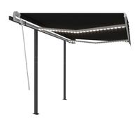 Vidaxl Auvent Manuel Rétractable Avec Led 3x2,5 M Anthracite