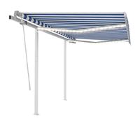 Vidaxl Auvent Manuel Rétractable Avec Led 3x2,5 M Bleu Et Blanc