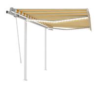 Vidaxl Auvent Manuel Rétractable Avec Led 3x2,5 M Jaune Et Blanc Jaune