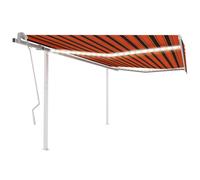 Vidaxl Auvent Manuel Rétractable Avec Led 4,5x3 M Orange Et Marron