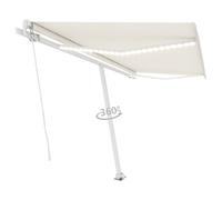 Vidaxl Auvent Manuel Rétractable Avec Led 400x350 Cm Crème