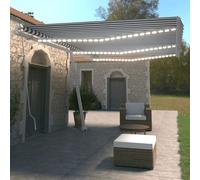 Vidaxl Auvent Manuel Rétractable Avec Led 600x350 Cm Bleu Et Blanc