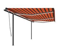 Vidaxl Auvent Manuel Rétractable Avec Led 6x3,5 M Orange Et Marron