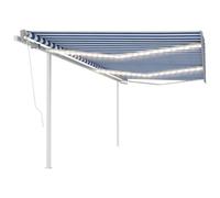 Vidaxl Auvent Manuel Rétractable Avec Led 6x3 M Bleu Et Blanc Blanc