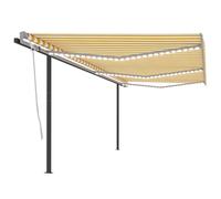 Vidaxl Auvent Manuel Rétractable Avec Led 6x3 M Jaune Et Blanc Jaune