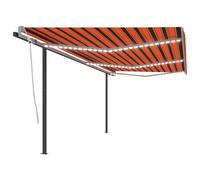 Vidaxl Auvent Manuel Rétractable Avec Led 6x3 M Orange Et Marron Orange