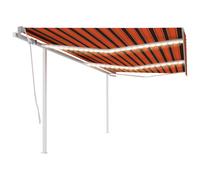 Vidaxl Auvent Manuel Rétractable Avec Led 6x3 M Orange Et Marron Orange