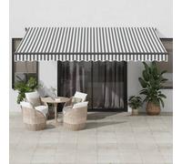 Vidaxl Auvent Manuel Rétractable Avec Led Anthracite Blanc 450x350 Cm