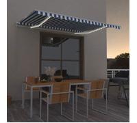 Vidaxl Auvent Manuel Rétractable Avec Led 450x350 Cm Bleu Et Blanc