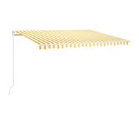 vidaXL Auvent Manuel Rétractable avec LED Auvent de Terrasse Store de Balcon Jardin Patio Extérieur Ombrage des Fenêtres 400x300 cm Jaune et Blanc
