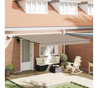 vidaXL Auvent Manuel Rétractable avec LED Beige 400x350 cm, Tissu de Remplacement pour Auvent 4x3.5 m Beige