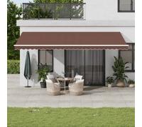 Vidaxl Auvent Manuel Rétractable Avec Led Marron 600x300 Cm
