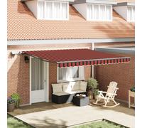vidaXL Auvent Manuel Rétractable avec LED Orange Et Marron 400X300 cm Anti-UV Ombre Extérieure Tonnelles Auvents Grand