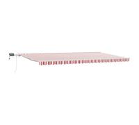 vidaXL Auvent Manuel Rétractable avec LED Rayures Rouges et Blanches 600 x 300 cm, Résistant aux UV, Parfait pour Ombre Extérieure, Protection Patio, Jardin ou Balcon