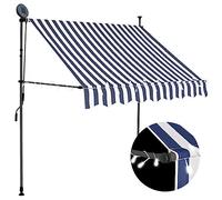 Auvent Manuel Rétractable Avec Led 200 Cm Bleu Et Blanc Multicolore