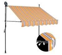 vidaXL Auvent Manuel Rétractable avec LED Store de Terrasse Auvent de Jardin Auvent de Balcon Extérieur Ombrage des Fenêtres 100 cm Jaune et Bleu