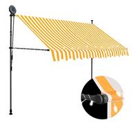 vidaXL Auvent Manuel Rétractable avec LED Store de Terrasse Auvent de Jardin Auvent de Balcon Extérieur Ombrage des Fenêtres 300 cm Blanc et Orange