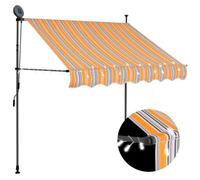 vidaXL Auvent Manuel Rétractable avec LED Store de Terrasse Auvent de Jardin Auvent de Balcon Extérieur Ombrage des Fenêtres 150 cm Jaune et Bleu