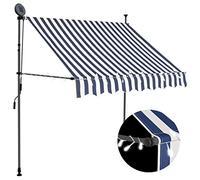 vidaXL Auvent Manuel Rétractable avec LED Store de Terrasse Auvent de Jardin Auvent de Balcon Extérieur Ombrage des Fenêtres 200 cm Bleu et Blanc