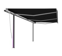 Vidaxl Auvent Manuel Rétractable Avec Poteaux 6x3 M Anthracite Gris