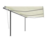 Vidaxl Auvent Manuel Rétractable Avec Poteaux 6x3 M Crème